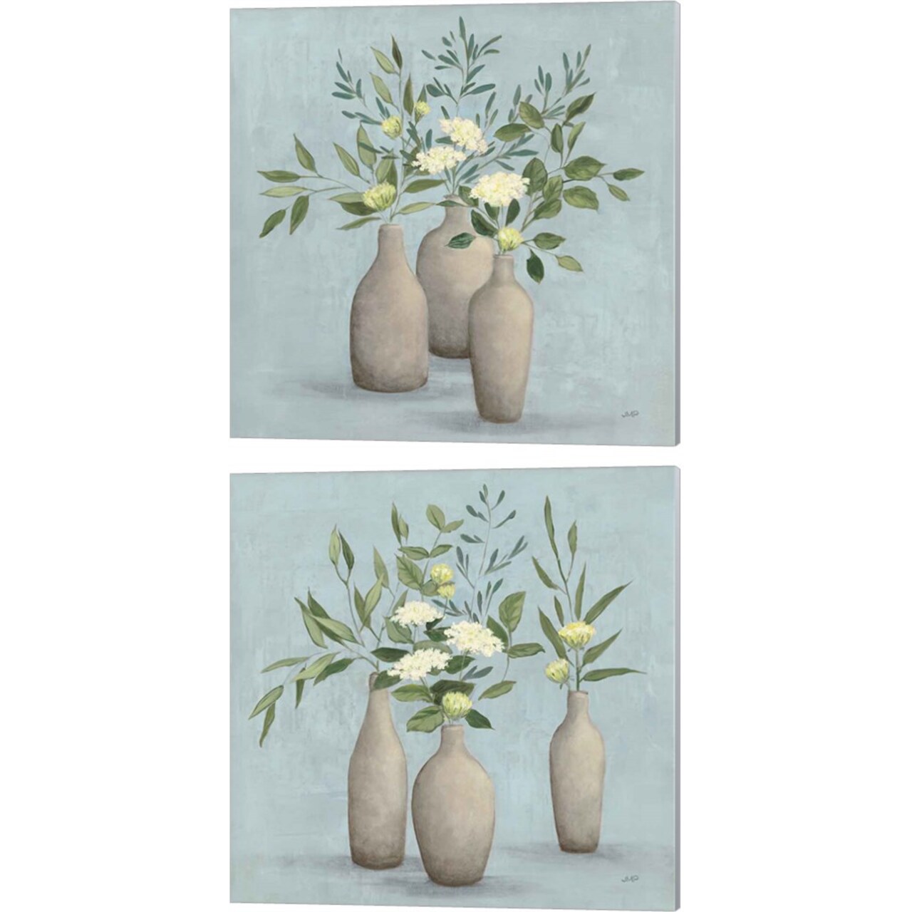 Natural Bouquet Blue by Julia Purinton 14" x 14" Canvas Wall Art (Set of 2)